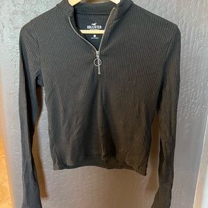 Hollister Black Half Zip Crop Top